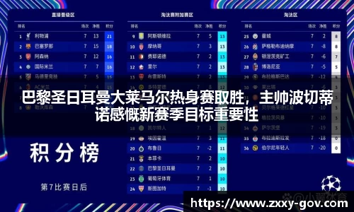 巴黎圣日耳曼大莱马尔热身赛取胜，主帅波切蒂诺感慨新赛季目标重要性